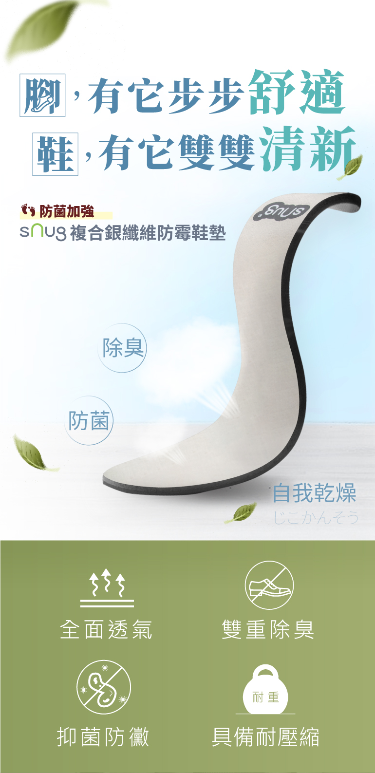 sNug 複合銀纖維防黴鞋墊