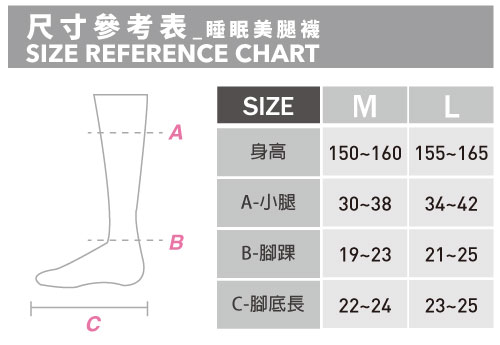 睡眠美腿襪尺寸表