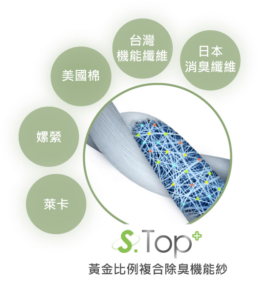獨家黃金比例除臭機能紗